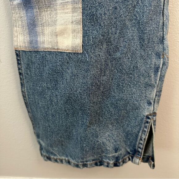 We The Free For Free People Steinbeck Patchwork Straight Leg Denim Jeans Size 27 - Picture 7 of 16